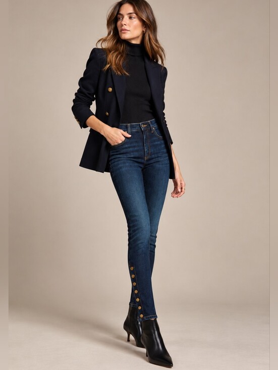 Veronica Beard Denim - VERONICA BEARD Debbie High Rise Skinny Denim Jeans With Side Button Vent Size 26